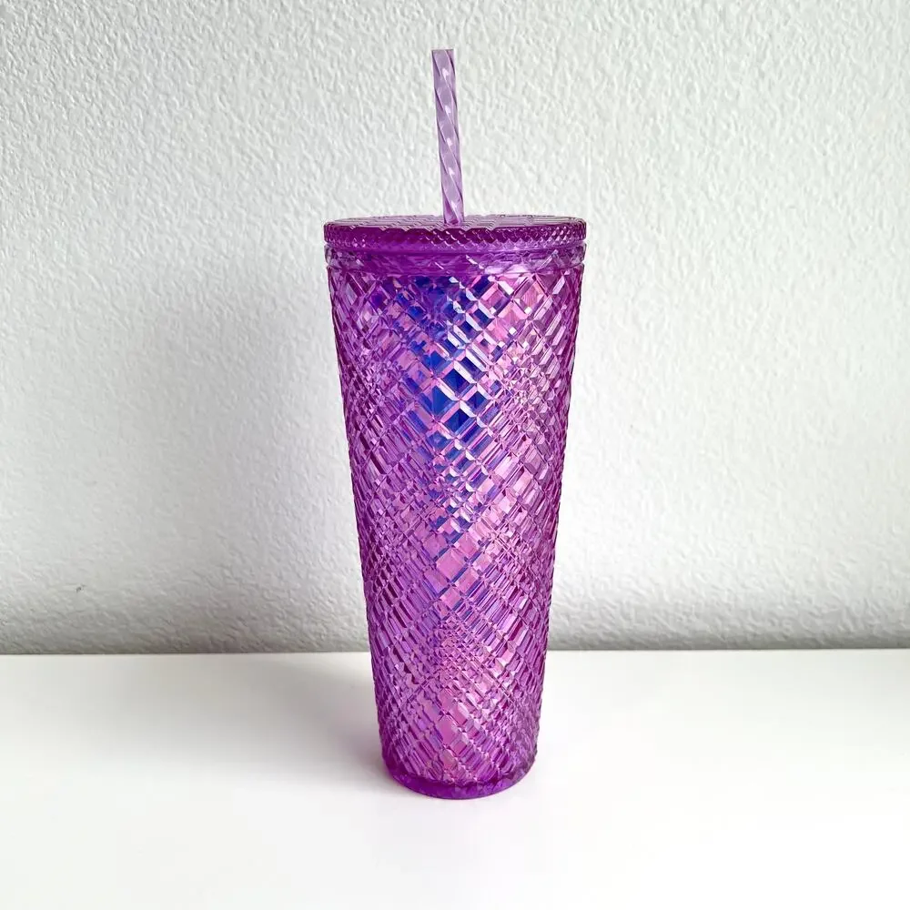 NEW Starbucks Diamond Jewel Tumbler Iridescent Purple Pink Cold Cup 24 oz 2021